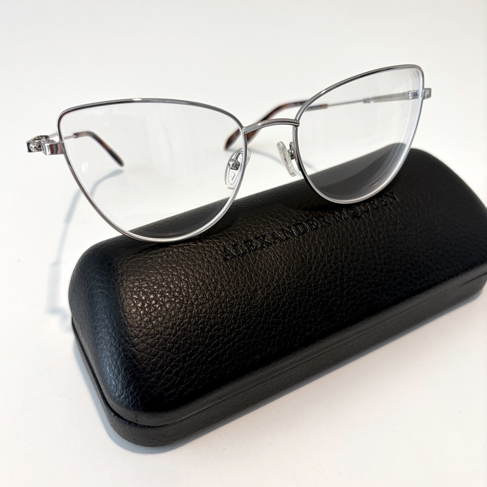 ALEXANDER MCQUEEN Cat Eye Optical Glasses - Ruthenium Transparent - 55mm